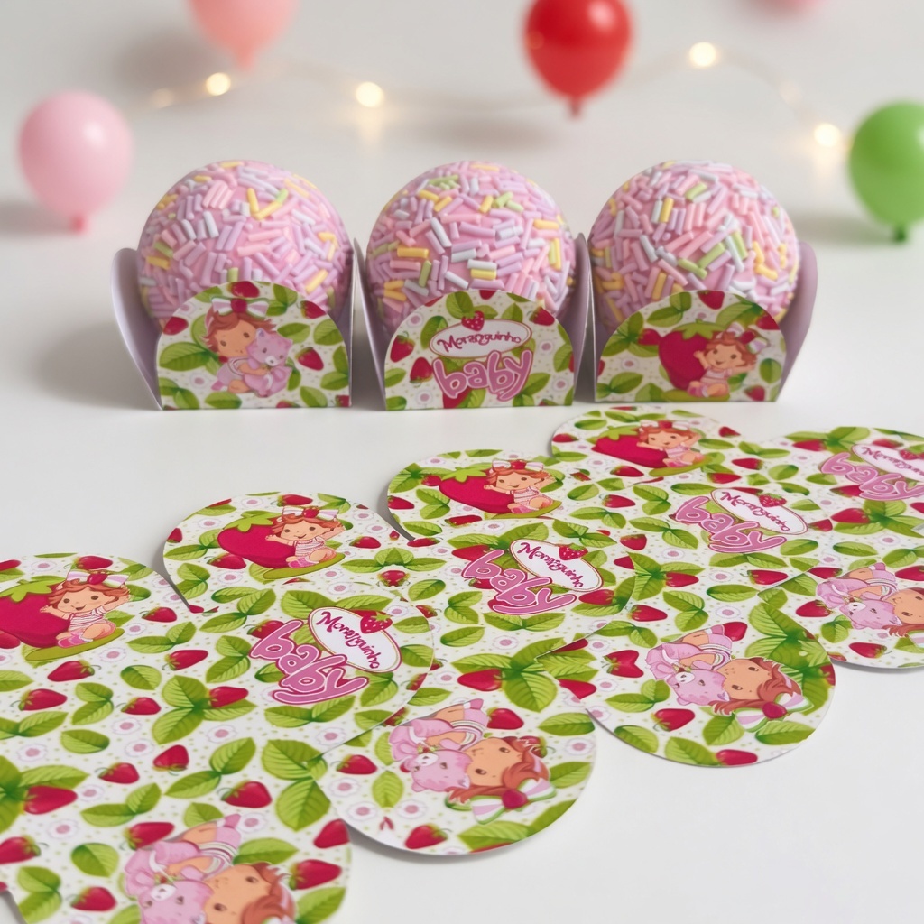 Forminha de Doces Moranguinho Baby Personalizada no Tema /Lembrancinha de Festa /Aniversário