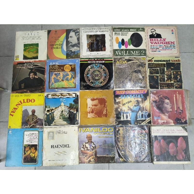 lote 20 LP vinil discos 5A rock pop sertanejo samba novela decoração artesanato sinfonia tango orquestra opera B3
