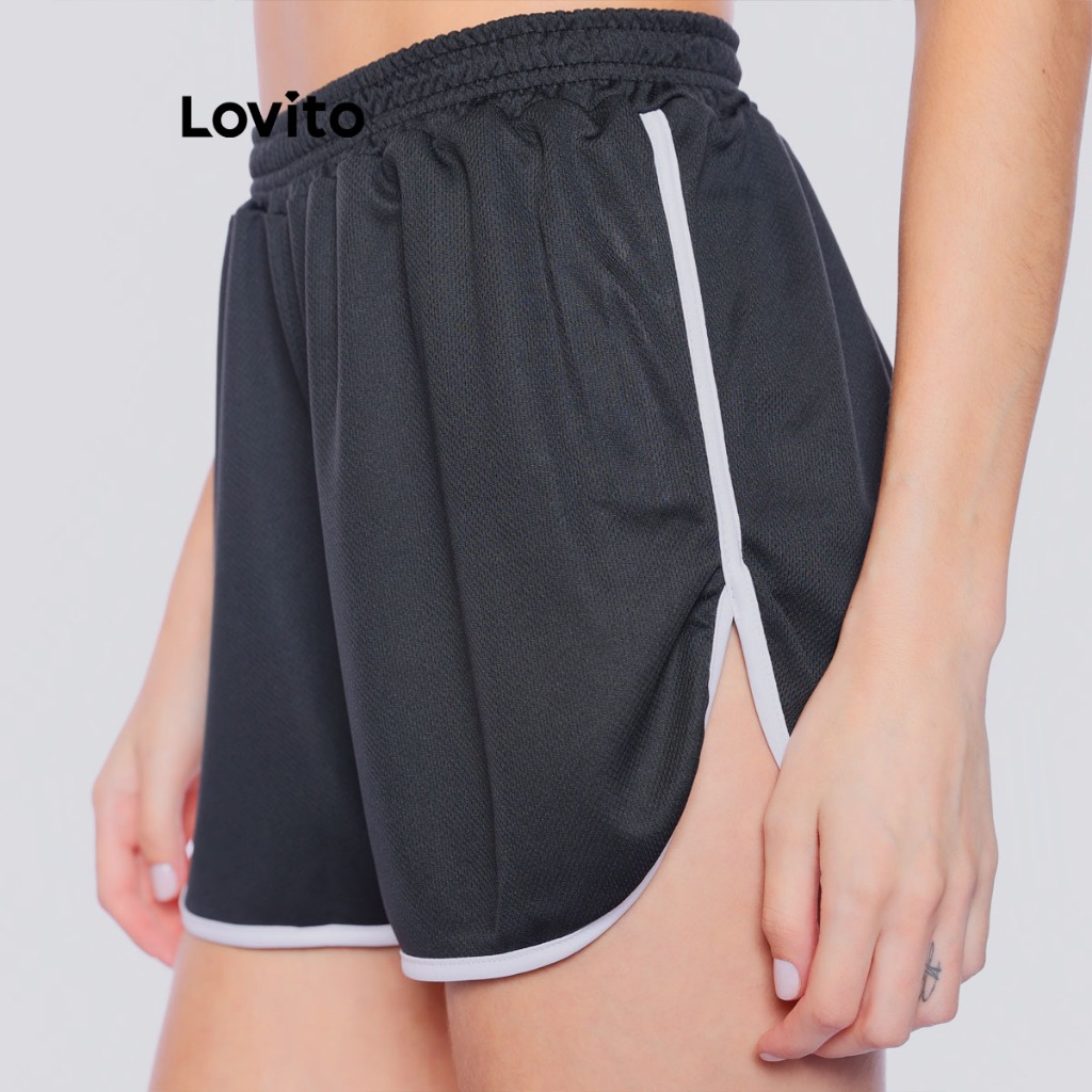 Lovito Shorts Feminino Esportivo com Detalhe Contrastante SSB1280BRL1310
