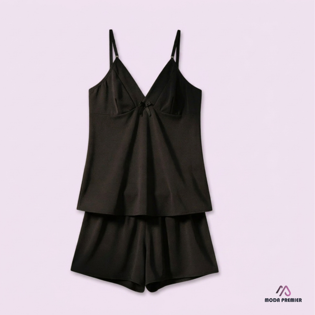 Pijama Feminino de Calor Short Doll Liso Conjunto Feminino Casual