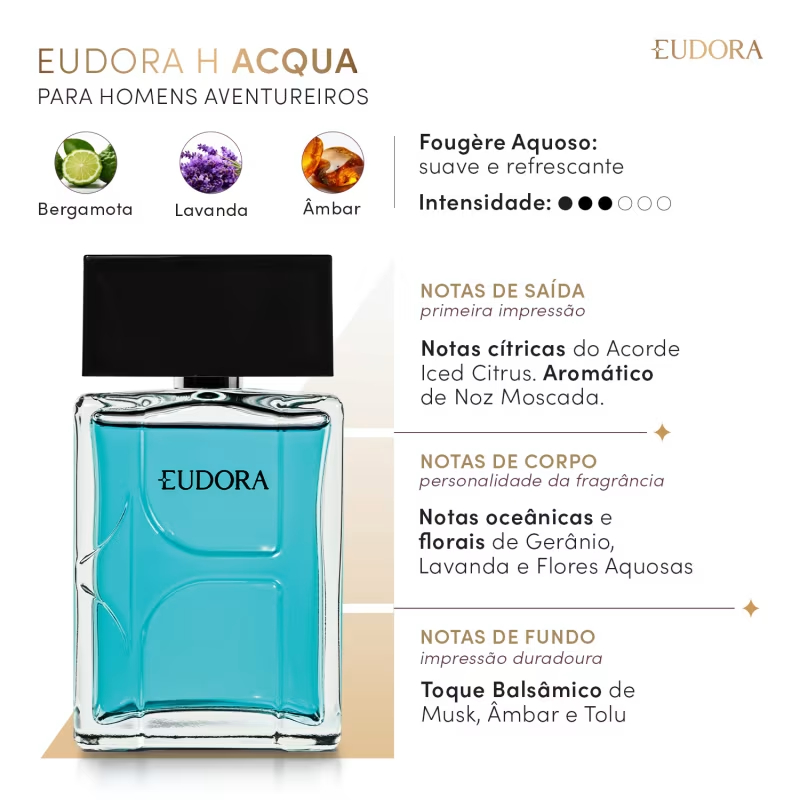 Eudora H Acqua Desodorante Colônia 100ml Eudora
