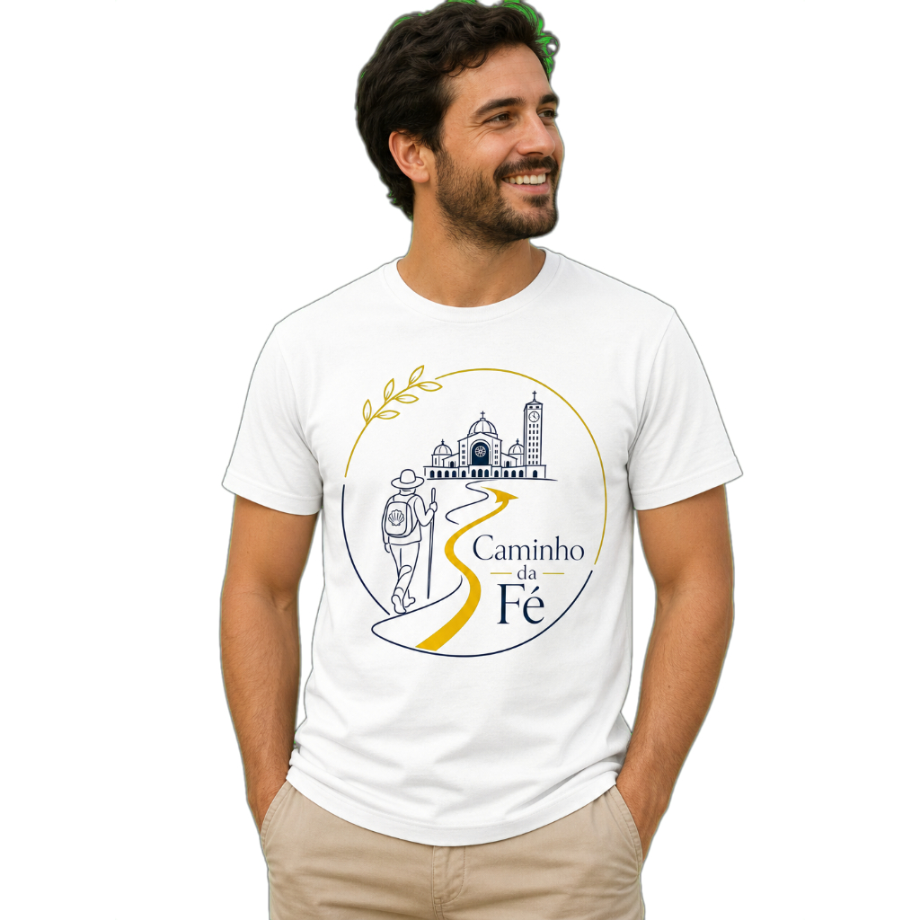 Camiseta-nossa-senhora-Aparecida-caminho da fé-100% Algodão-Confortável-Caimento Perfeito-qualidade-feminino-masculino