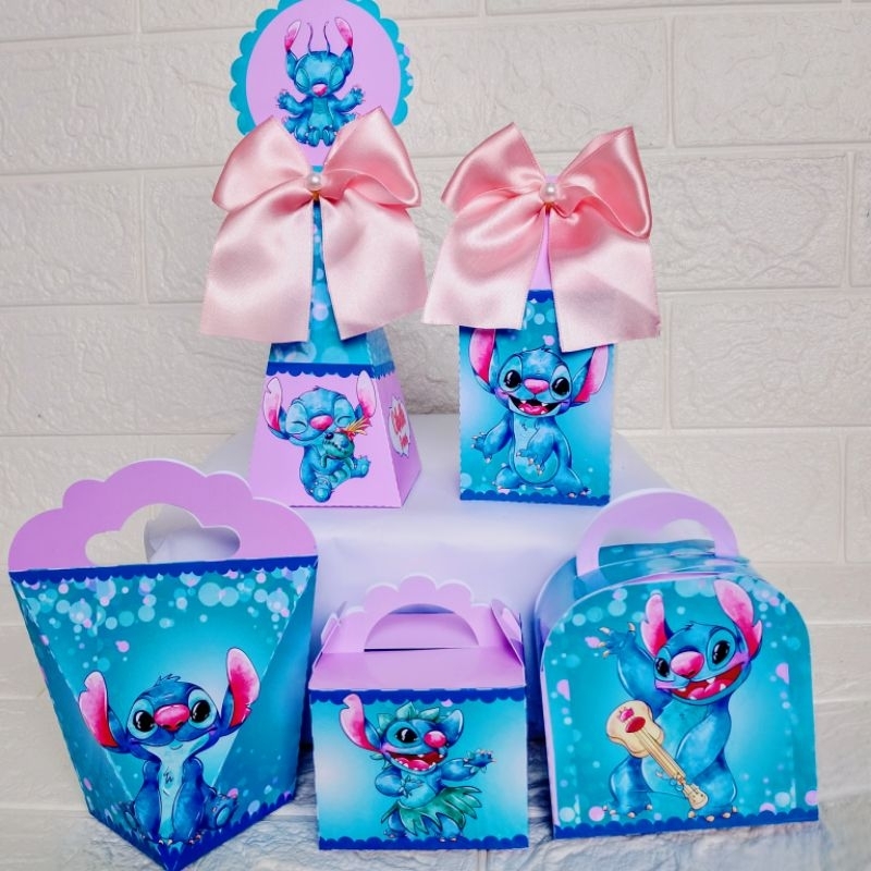 KIT FESTA PEGUE E MONTE STITCH LEMBRANCINHA STITCH PERSONALIZADO STITCH DECORAÇÃO STITCH CAIXINHAS STITCH