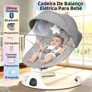 Cadeira Balanço Bebê Elétrica Automático Para Bebê Com Música, Mosquiteiro e Controle Remoto 15kg