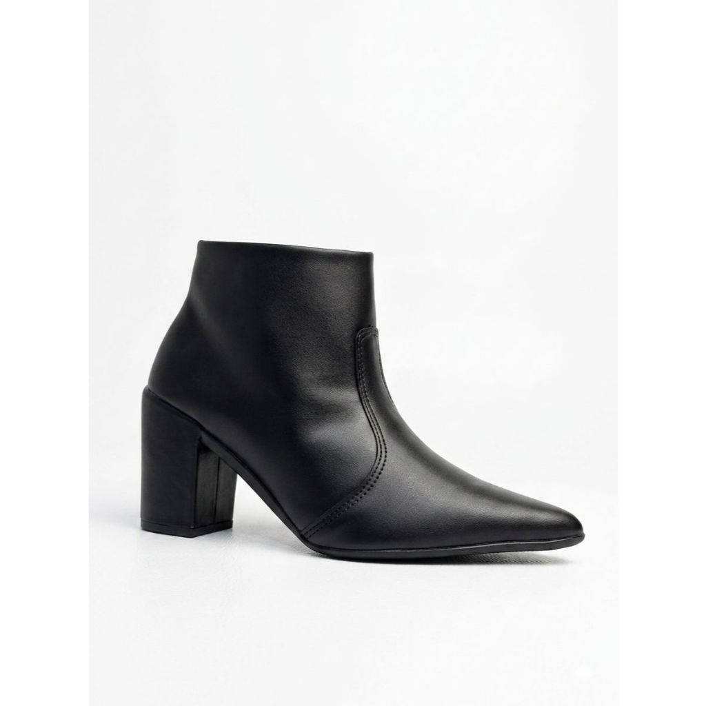 Bota Feminina Cano Curto Salto Bloco Grosso Baixo Médio Confortável Tendência Moda Outono Inverno