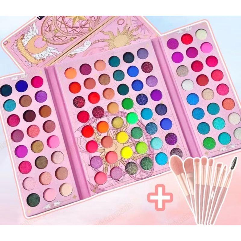 Paleta de Sombras 96 Cores Profissional com Glitter + Kit Pincéis Maquiagem