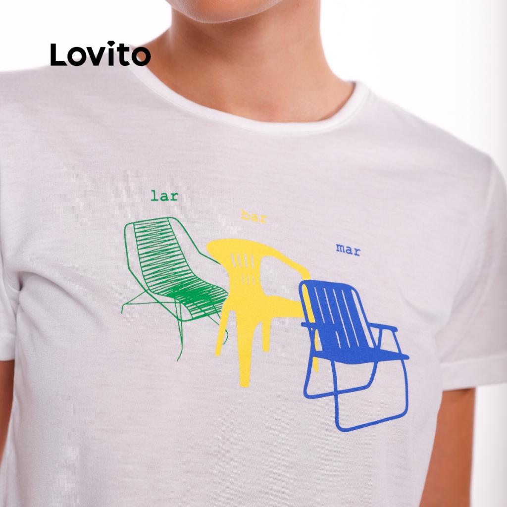 Lovito Pijama Feminino Manga Curta Brasil Core PJB17241758