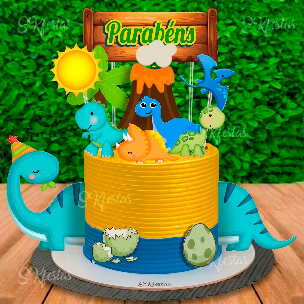 Topo Topper de Bolo Dinossauro Baby, Dino Baby Personalizado Decoração de festa, Aniversário, mêsversário - Premium
