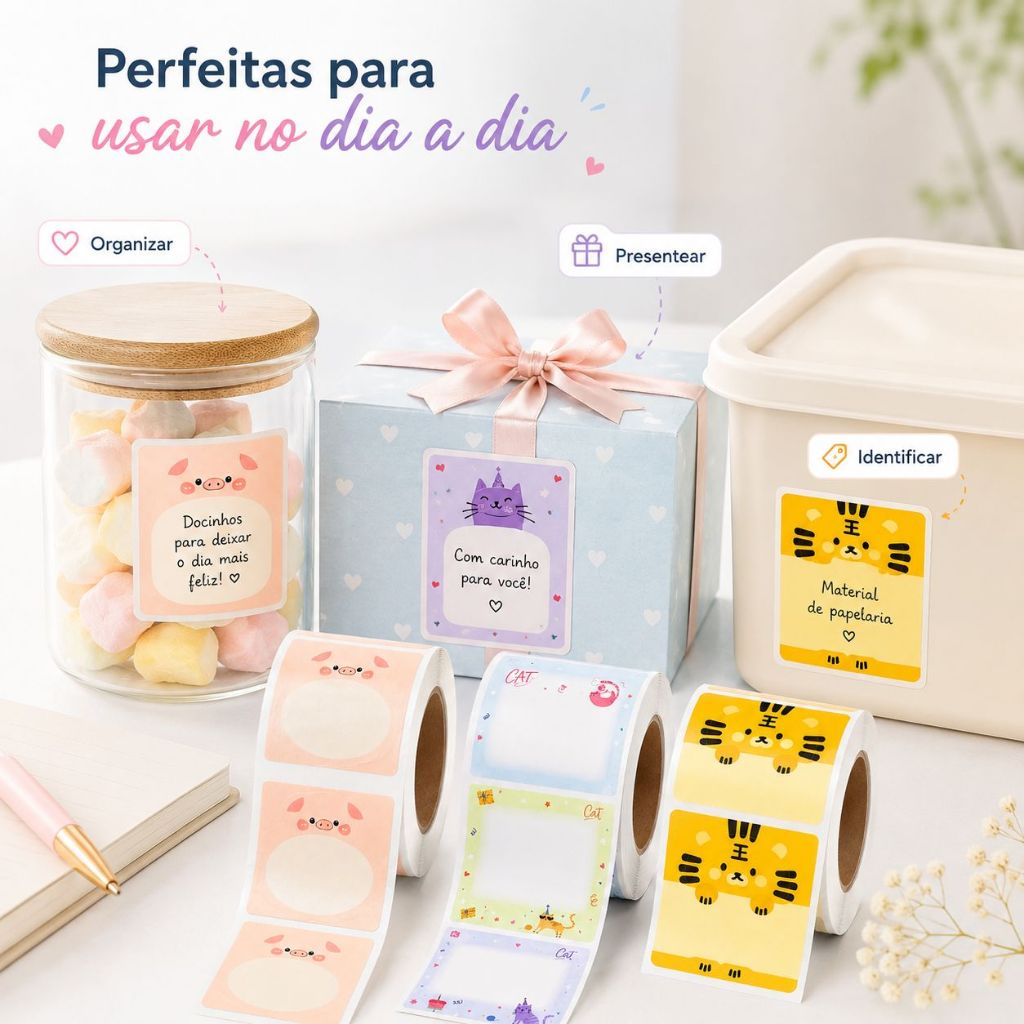 Etiquetas Adesiva a prova d'água BRANCA COLORIDA Para Impressora Témica Ta Marca NIIMBOT B1 B21 B3S