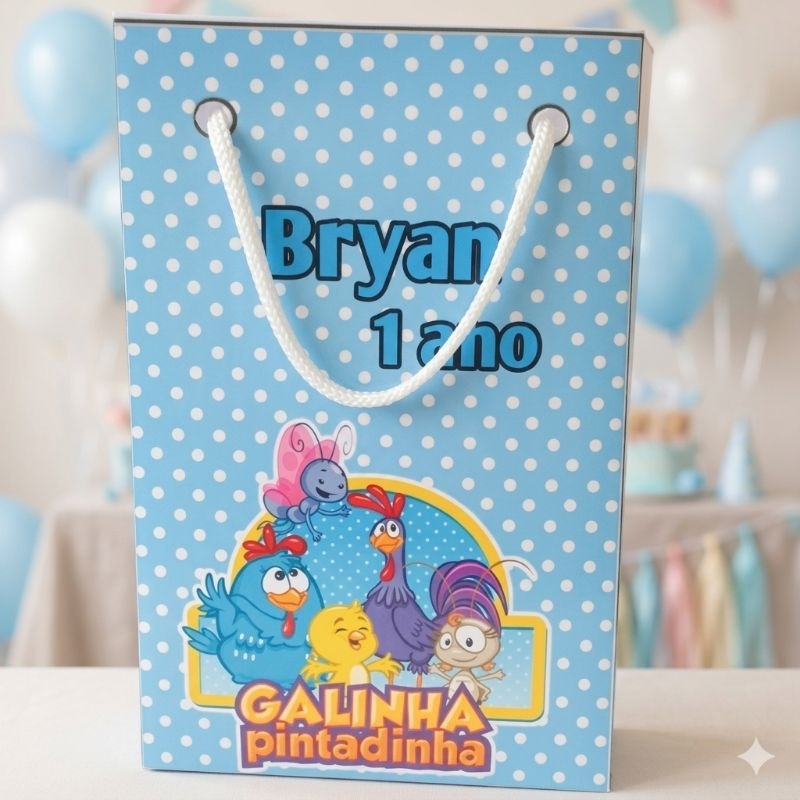 Sacolinha P Galinha Pintadinha Azul Personalizados/Lembrancinhas de Festa/Aniversário