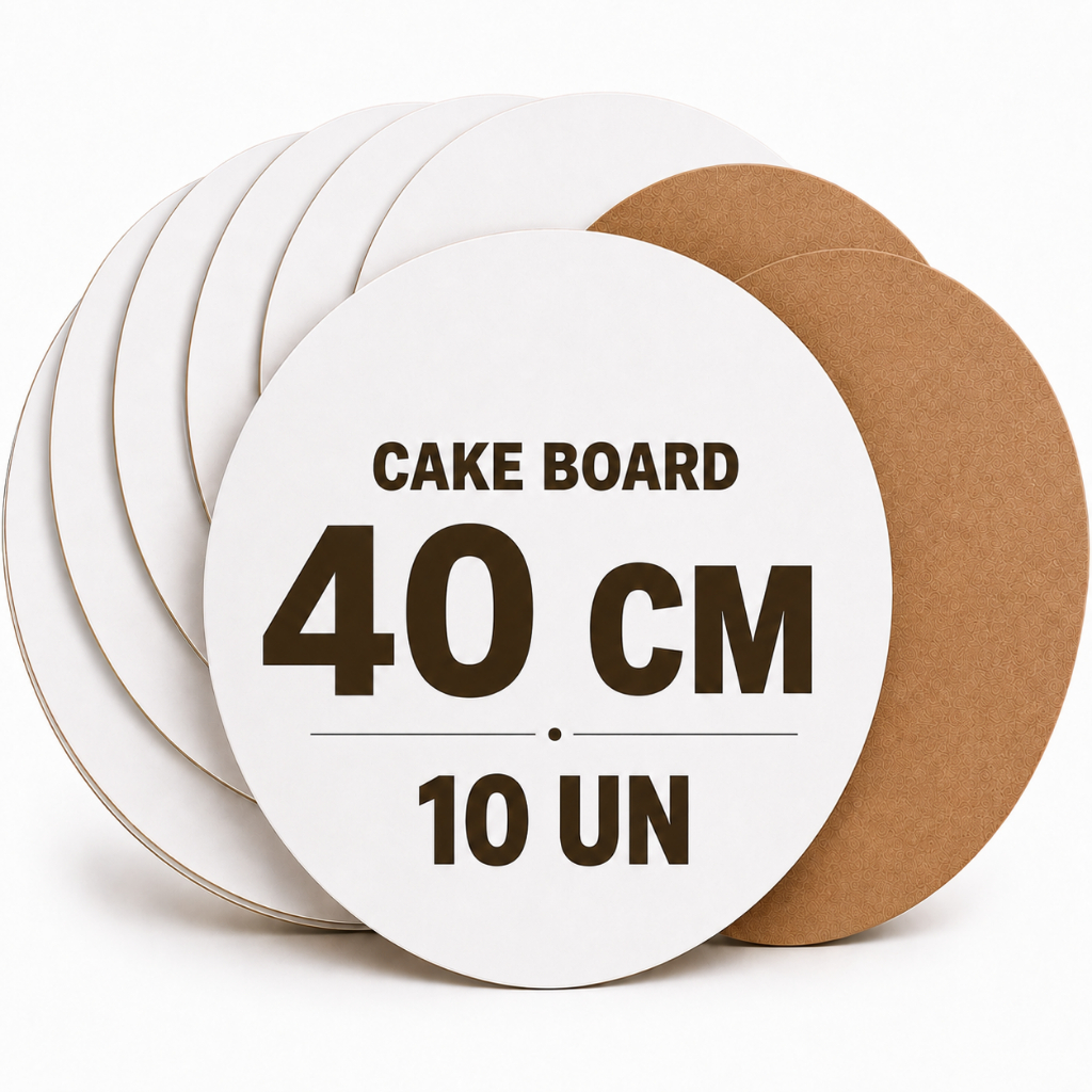 Kit 10 Cake Board 40cm MDF Cru 3mm Base Disco Para Bolo Redondo Resistente Confeitaria Profissional Tabuleiro Suporte
