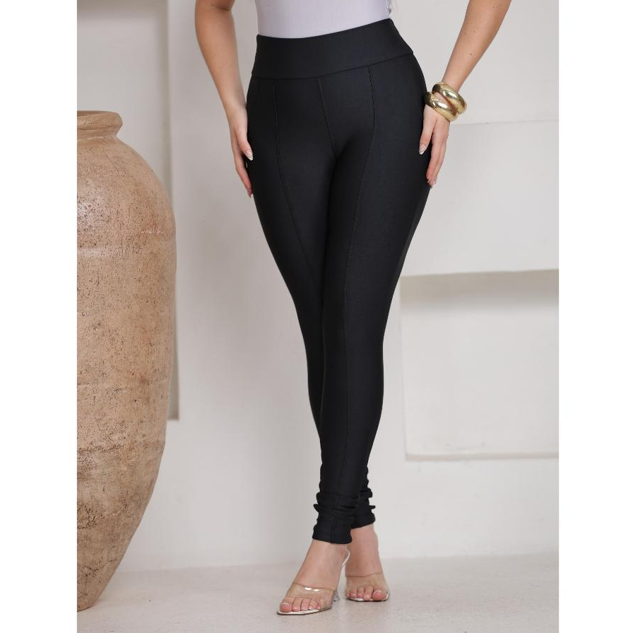 Calça Legging Montaria Feminina Flanelada, Cintura Alta, Suplex, Modela o Corpo e Empina o Bumbum Skinny-Inverno