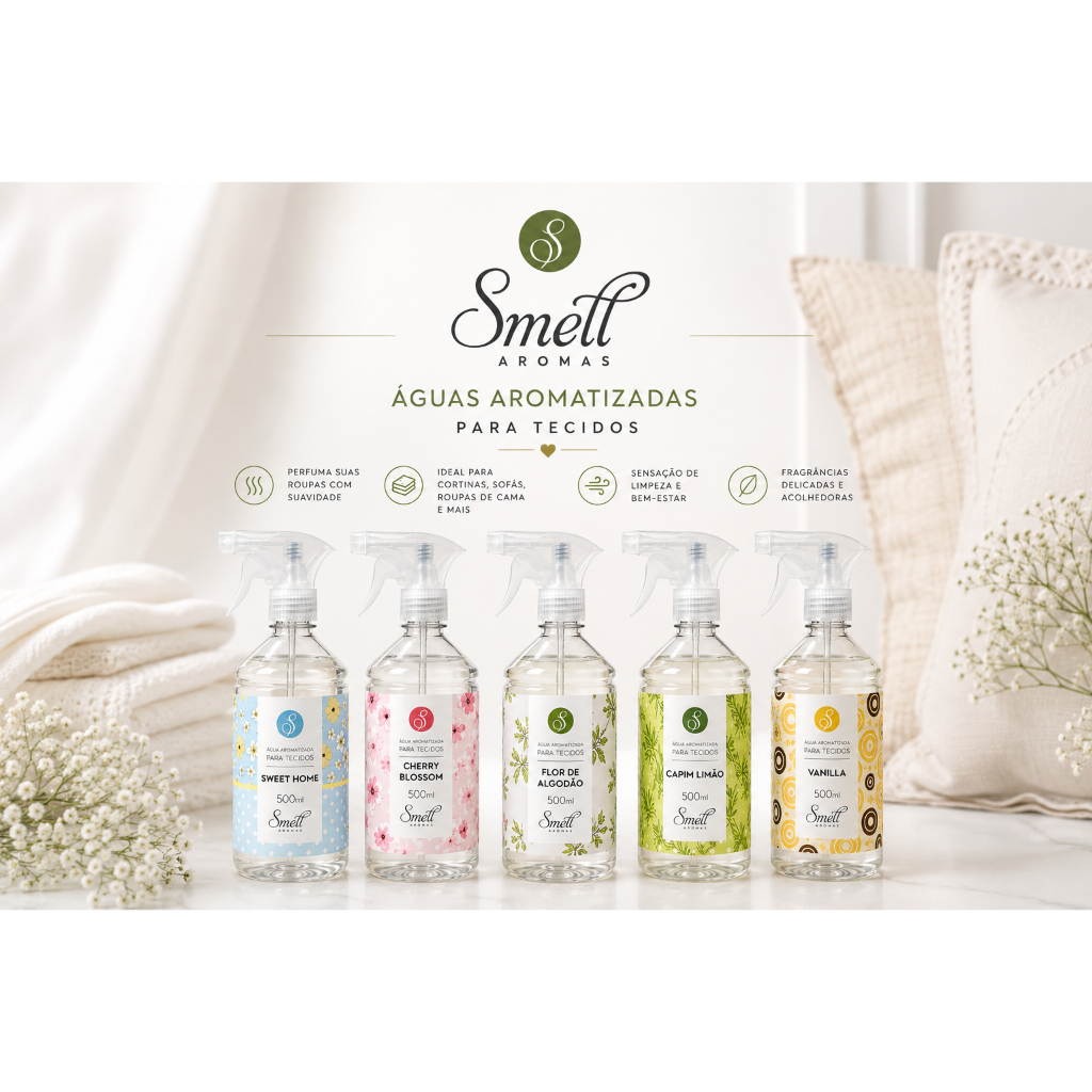 Água perfumada Para Tecidos 500ml Aromatizada Smell Aromas