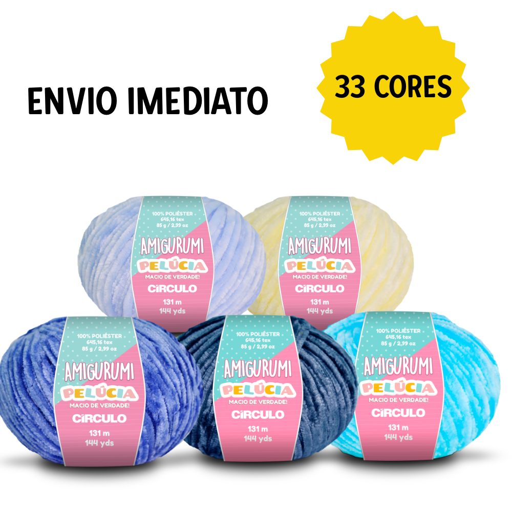Linha Amigurumi Pelucia Círculo 131m 85g TEX 645 | Fio para Crochê Amigurumi Artesanato | 33 Cores