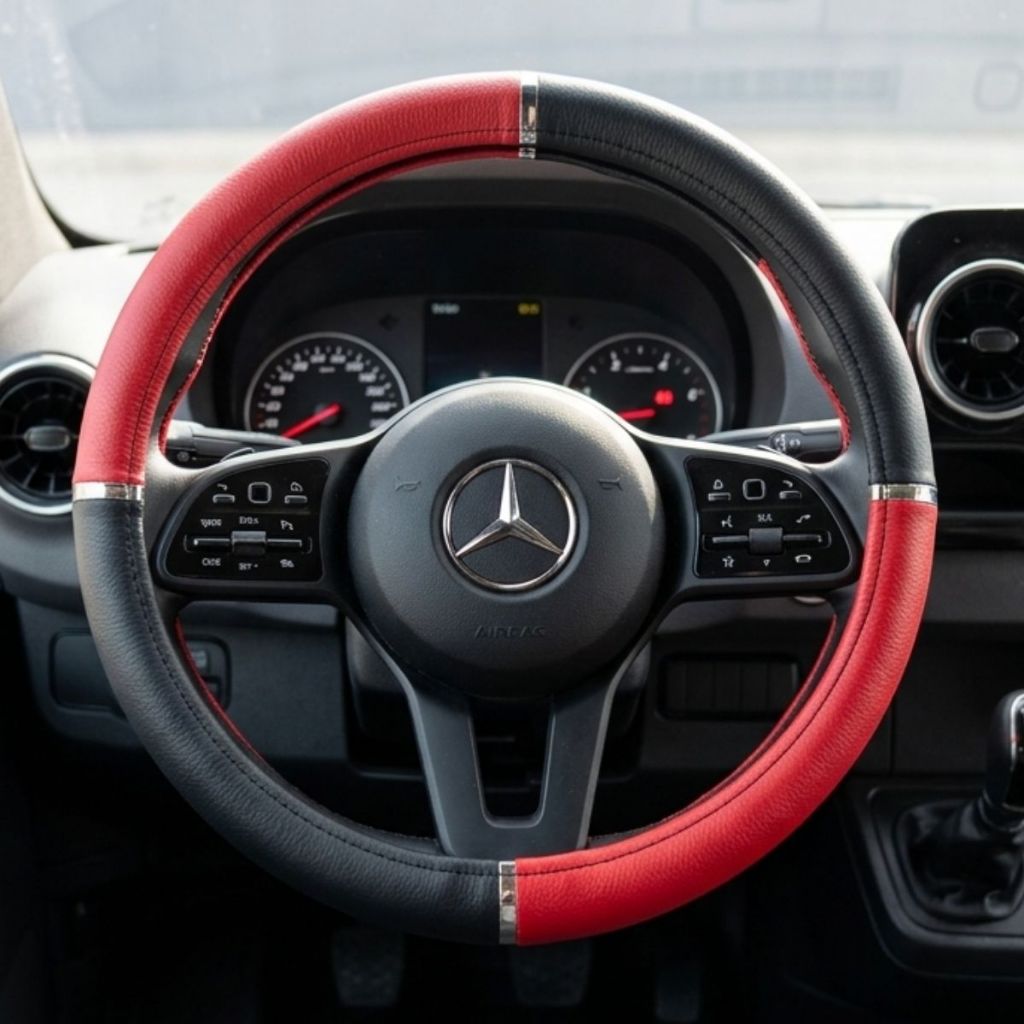 Capa de Volante Protetor Automotivo Compatível com Mercedes Sprinter 42cm Macio Reforçado Cromo Liso