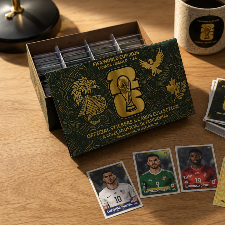 Porta Figurinha Caixa Copa 2026 Preto MDF Caixa Copa do Mundo - Edição Limitada