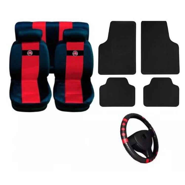 KIT capa banco carro couro + tapete + volante Fiat  ELBA/UNO/FIORINO/PREMIO