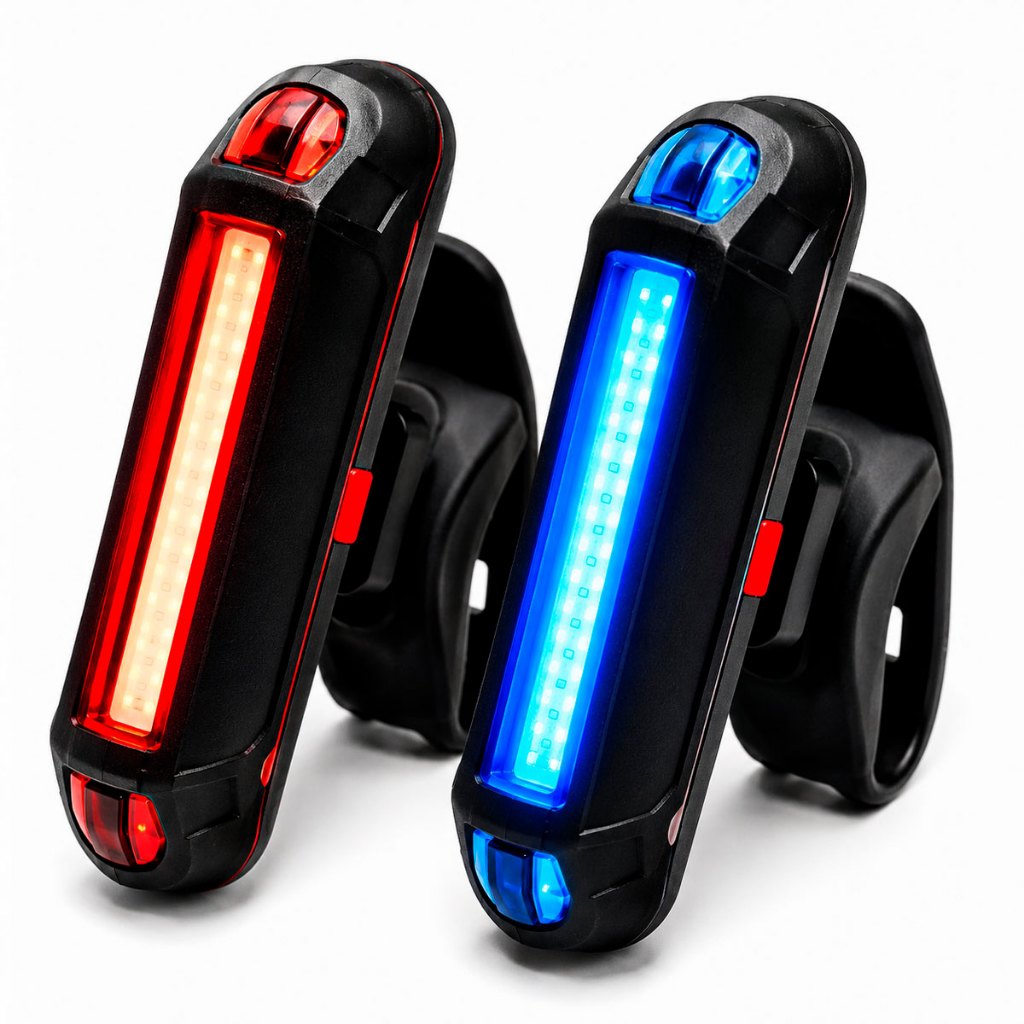 2 Lanterna Pisca Traseira Bike Capacete Sinalização Led Recarregável Usb Pisca Vermelho Azul Branco