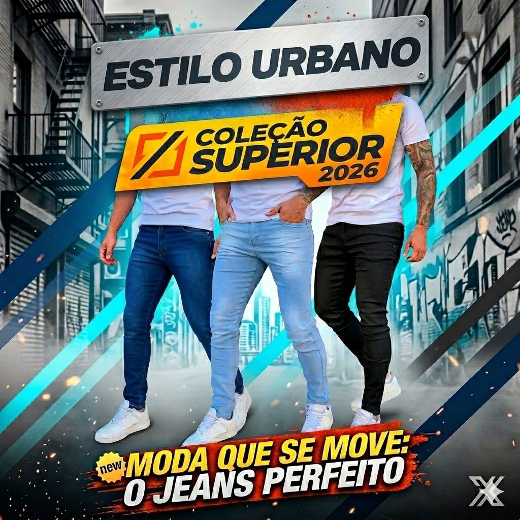 Kit 3 Calças Jeans Masculina Skinny Coleção Superior 2026