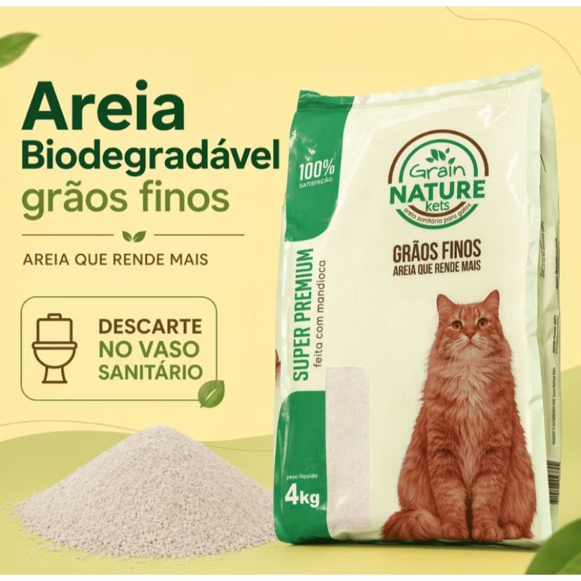 Areia Higiênica mandioca Grain Nature Kets 4kg