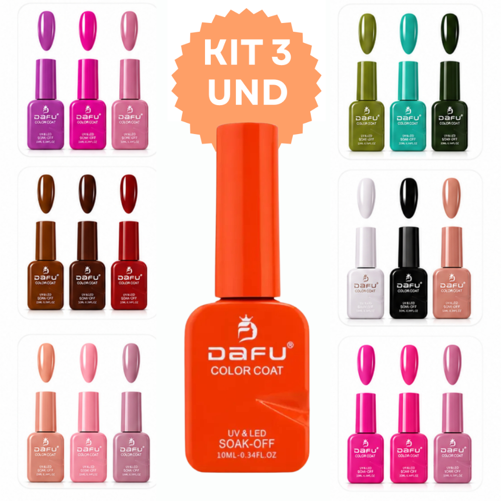 Kit 3 Esmaltes em Gel Dafu Cabine Led Uv Manicure Alongamento Rosa Marrom Vermelho Azul Unha SEM TPO