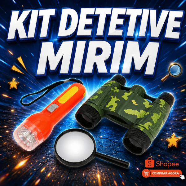 Kit Detetive Infantil Completo com Binóculo, Lanterna e Lupa – Brinquedo Educativo Explorador Mirim