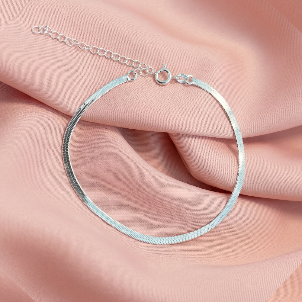 Pulseira Fita 2mm Prata 925 Legítima 16cm + 5cm Extensor - Offers Joias