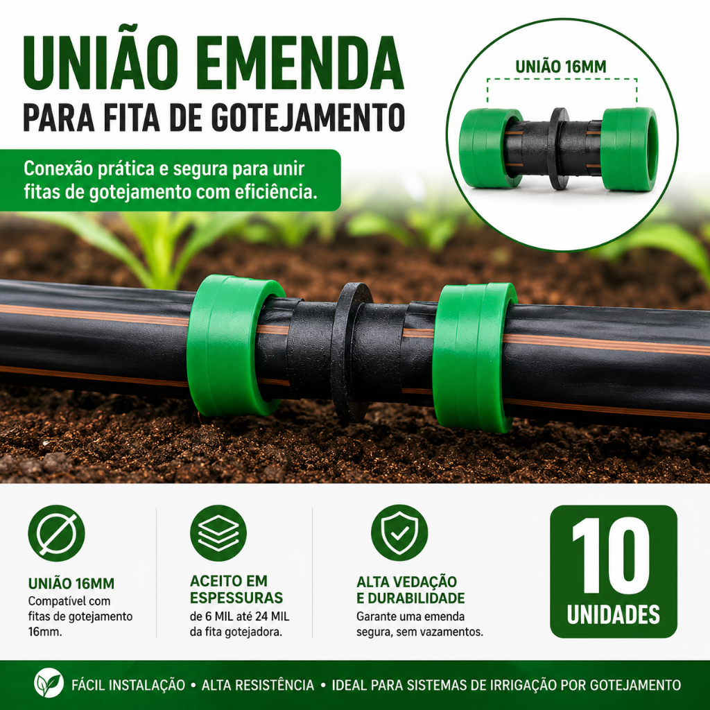 Uniao Emenda Para Mangueira De Gotejamento - 50 Unidades