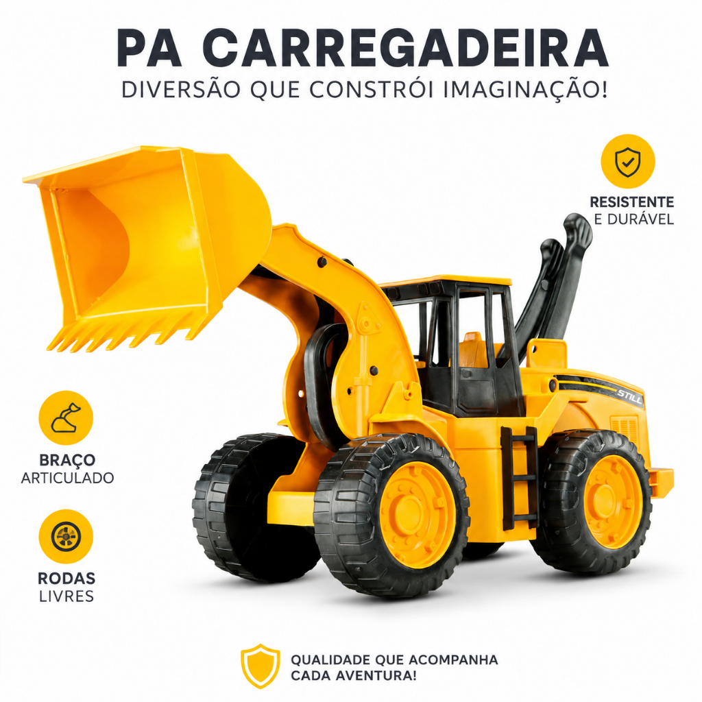 Carro Carrinho Trator Para Criança Carregadeira Escavadeira Veiculo Infantil Com Movimentos Educativo De Menino Menina