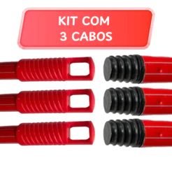 Kit com 3 Cabos para Vassoura 95cm Mop Rodo e Pá Condor de Metal Plastificado