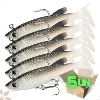 Kit 5 Iscas Artificial Soft Bait Tucunaré Traira Corvina