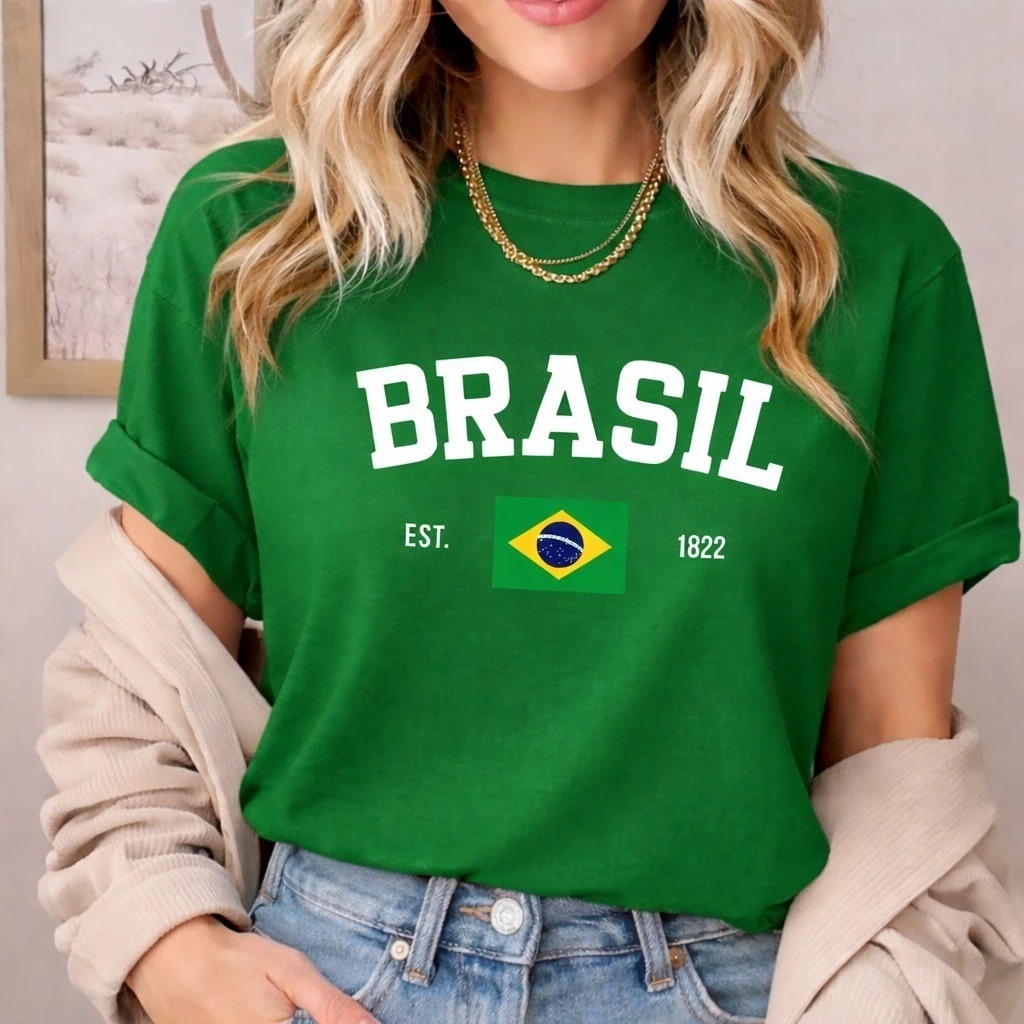 Camisa Brasil Feminina Camiseta Torcedor 100% Algodão PremiumTshirt Basica