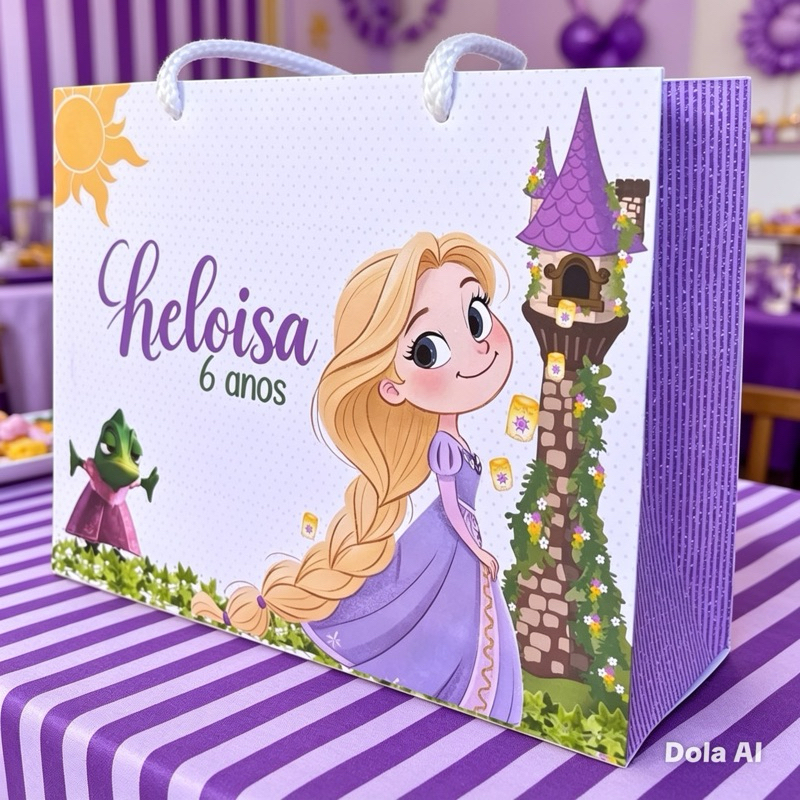 20 Sacolinha Personalizada Rapunzel Enrolados - Lembrancinha Festa Aniversário Pegue e Monte