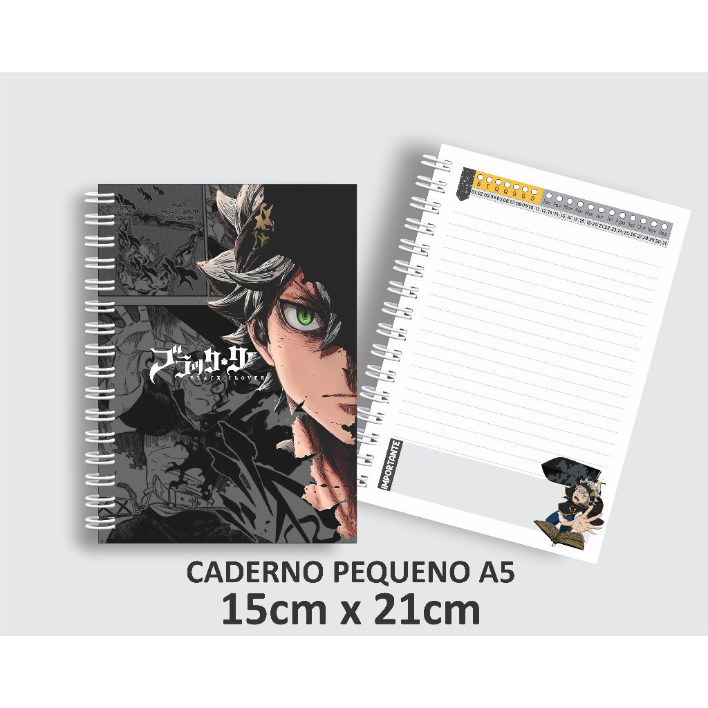 CADERNO PEQUENO 15X21 /ANIME BLACKCLOVER