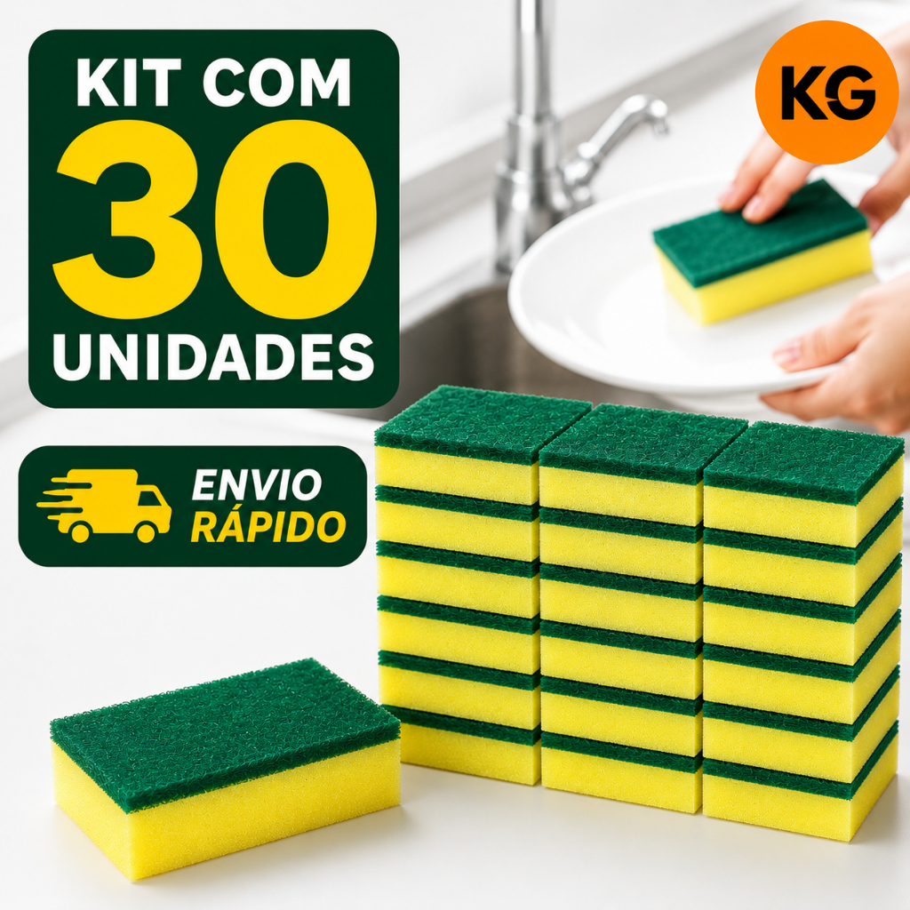 Kit 30 Esponjas de Louça Esponflora Dupla Face Limpeza Pesada e Delicada Super Durável Envio Rápido
