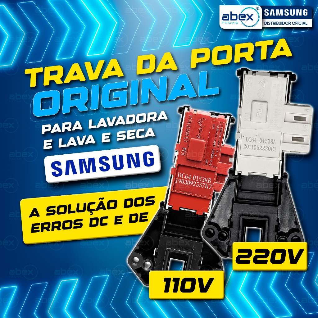 Trava Da Porta Lava E Seca Samsung WD106 WF106 WD856 WD10M WD11M DC64-01538B DC64-01538A Original