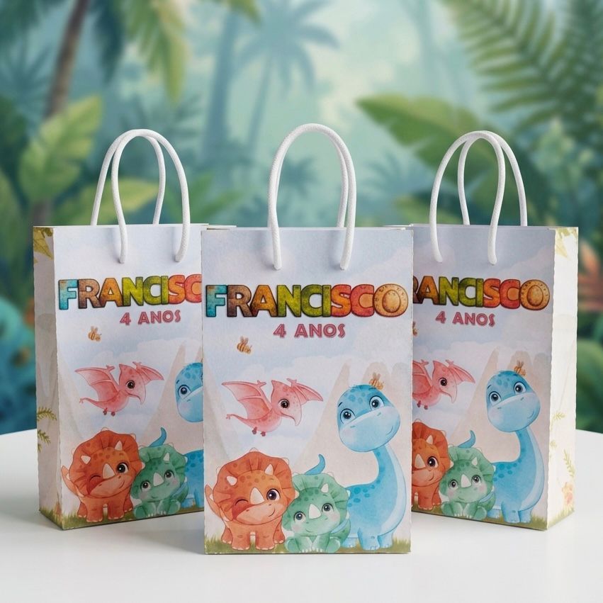 Sacolinha Surpresa Lembrancinha Festa Dinossauros Baby Personalizada
