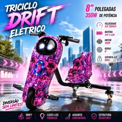 Triciclo Elétrico Infantil Drift LED 250W 350W Bluetooth 3 Velocidades