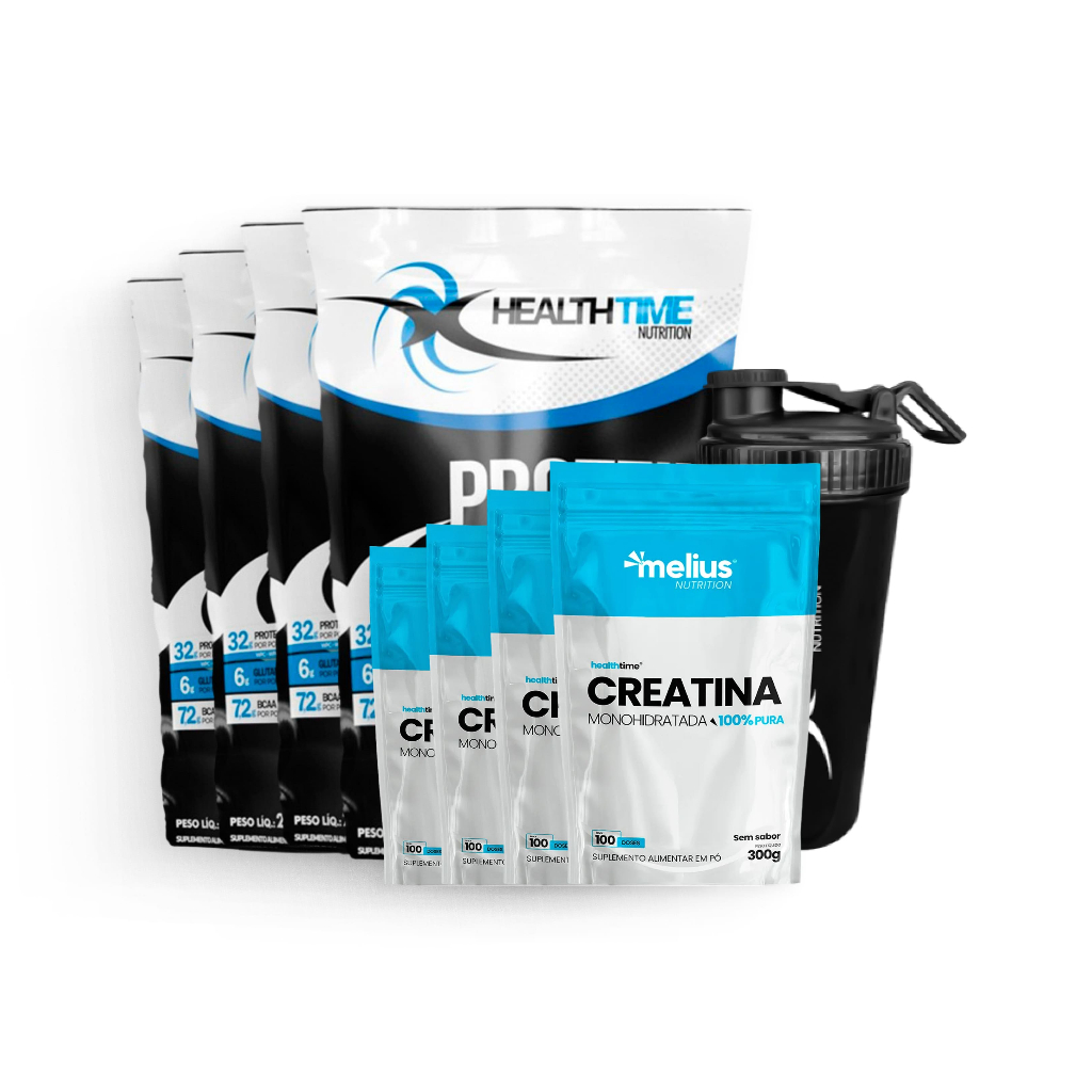 Fusion Health Time 4x2.1kg (8,6kg)+ Creatina 4x300g + Coqueteleira