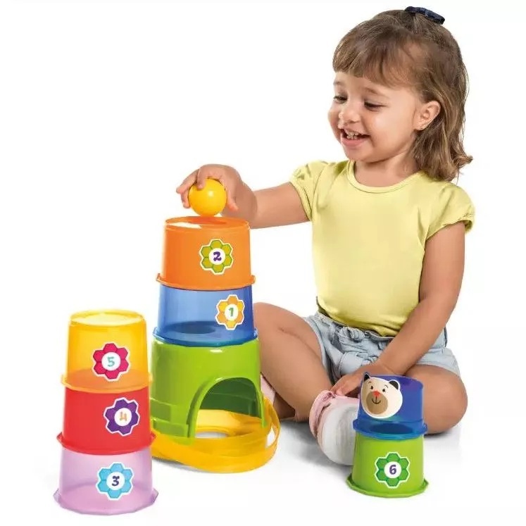 Baldinho Maluco PREMIUM - TaTeTi -864 -Brinquedo de Empilhar Didático Bebê Infantil BEBÊ + 9 MESES