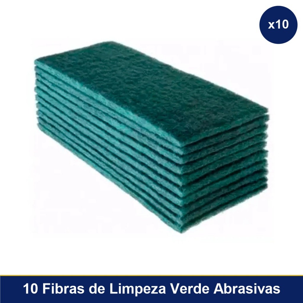 Kit 10 Fibras Abrasivas Verdes Esponja Limpeza Geral Espon Flora