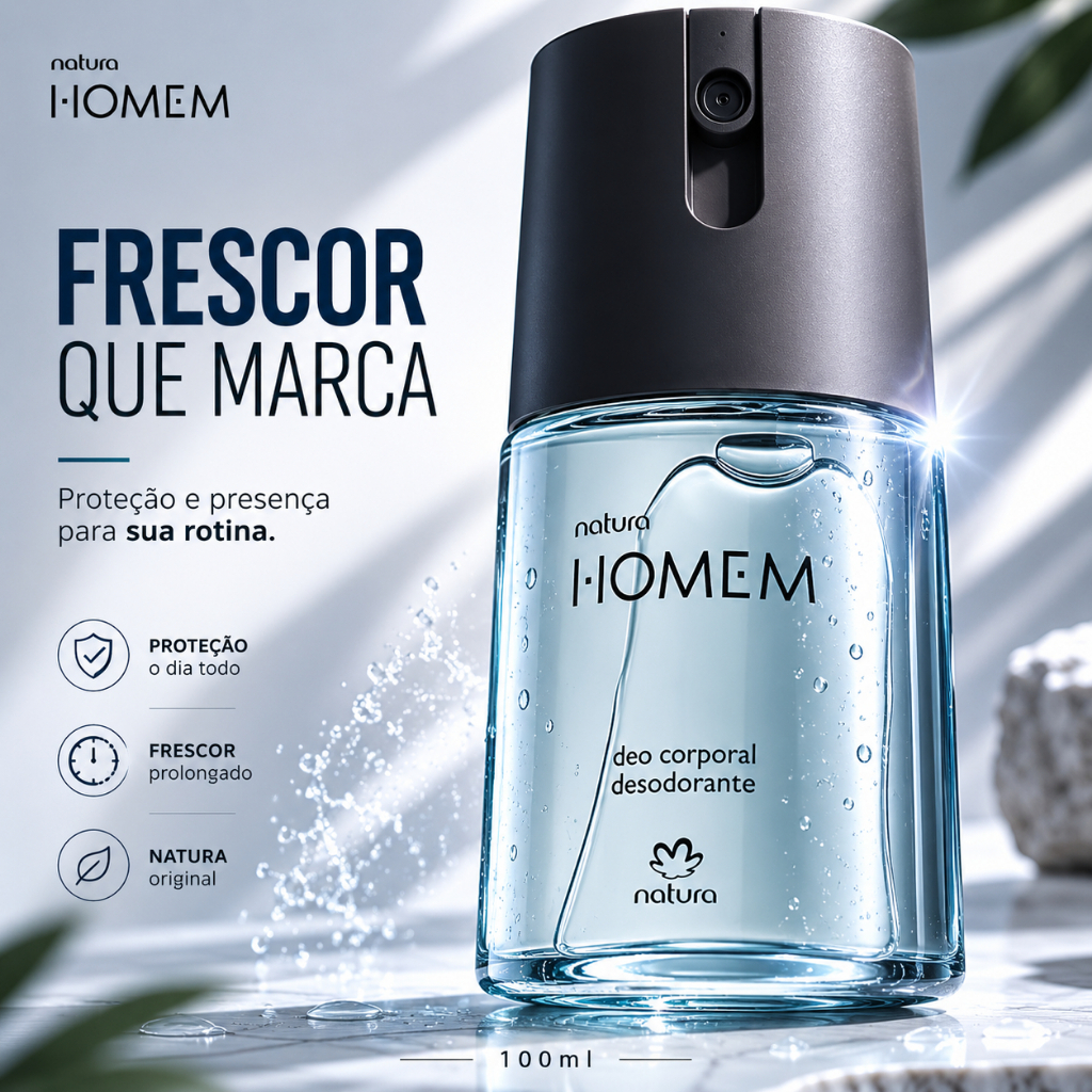 Natura Homem Deo Corporal Masculino Desodorante Spray 100ml Original Frescor Prolongado