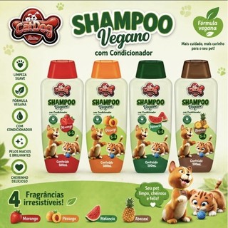 Kit Shampoo Vegano 5 em 1 CatDog para Cachorros e Gatos Fragrâncias de Frutas 500ml