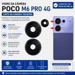 Vidro da Camera Xiaomi Poco M6 Pro 4g Lente da Câmera Traseira Vidrinho Traseira