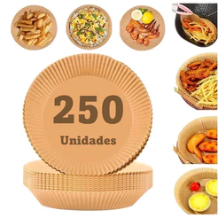 Forma Air Fryer Descartável Papel Antiaderente Redondo Kit 50 a 300 Unidades