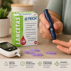 Lancetas Agulhas para Lancetador Caneta Lancetadora para Diabetes Universal G-tech
