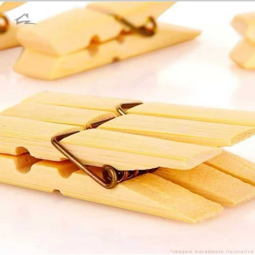 Detalhes do Prendedores de Roupa kit 120 em Madeira com Mola de Aço Resistente