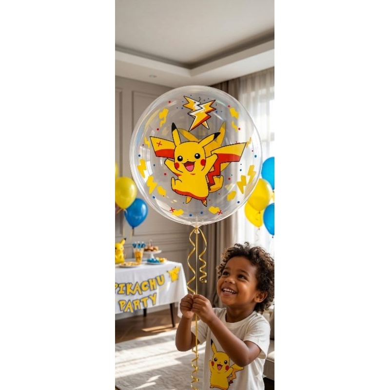 Balão temático picachu pokemon buble centro de mesa kit 6 unidades