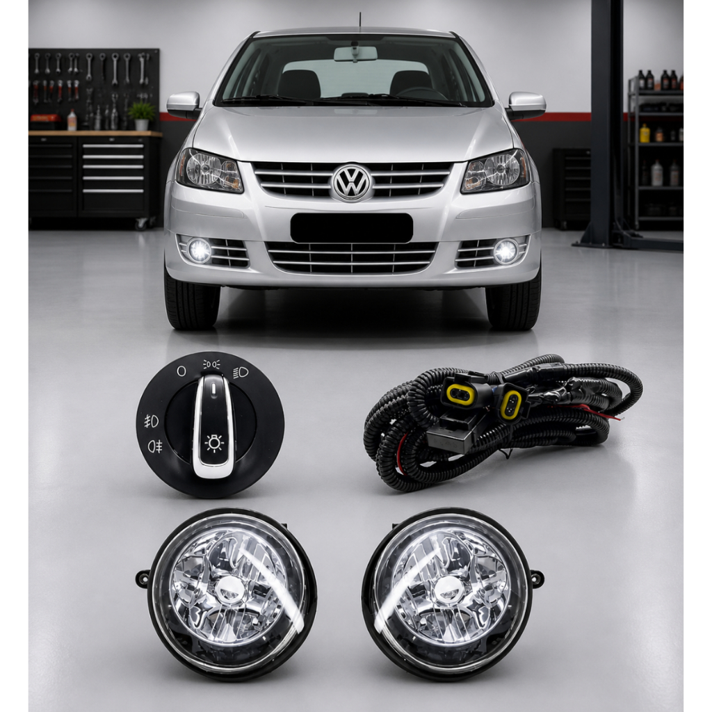 Kit Farol de Milha Botao Interruptor Chave E Chicote Gol G4