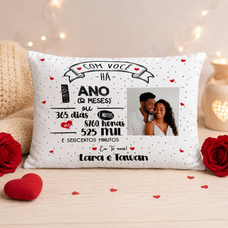 Almofada 27x37 1 Ano de Namoro Casal Presente Romântico Amor Decoração
